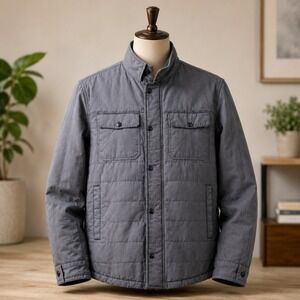 Apt 9 Quilted Field Jacket Mens XXL Gray Snap Front Mock Neck Utility Pockets